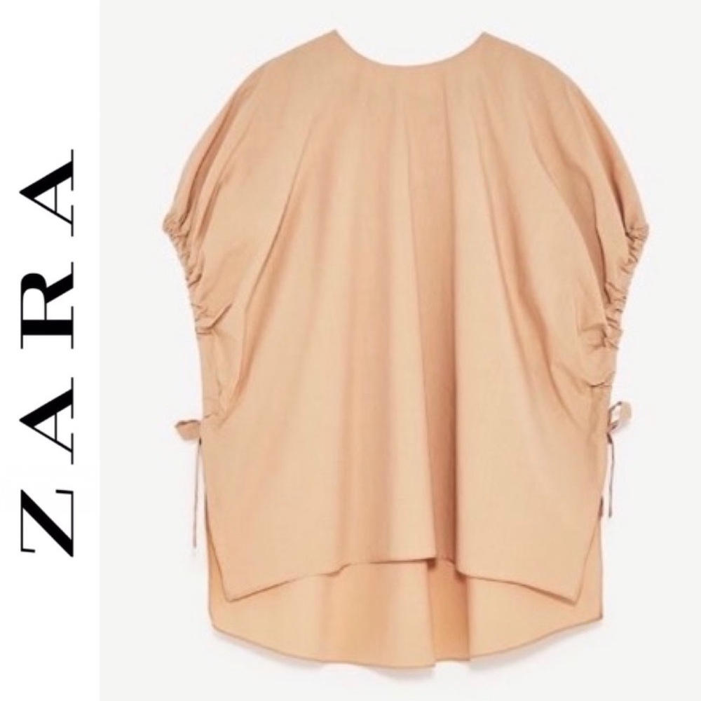 zara side tie beige tunic